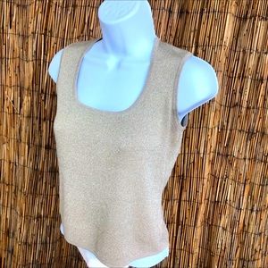 The White House gold metallic cropped top